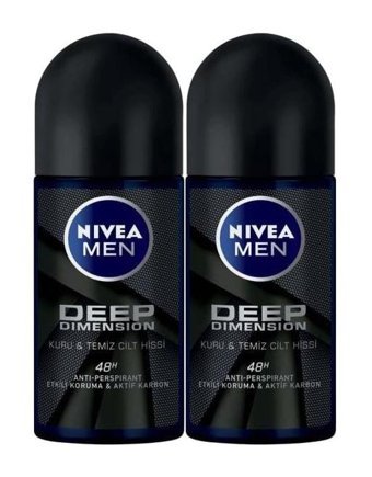 Nivea Deep Dimension Dark Wood Pudrasız Ter Önleyici Antiperspirant Roll-On Erkek Deodorant 2x50 ml