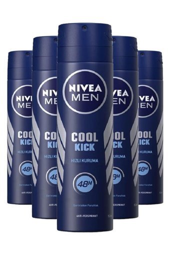 Nivea Cool Kick Pudrasız Ter Önleyici Antiperspirant Sprey Erkek Deodorant 5x150 ml