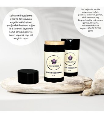 Natuverse Pudrasız Ter Önleyici Organik Stick Kadın Deodorant 75 ml