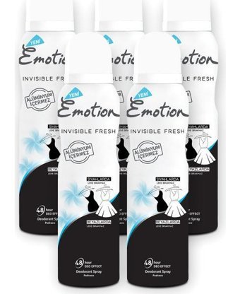 Emotion Black & White Invisible Fresh Black & White Pudrasız Ter Önleyici Sprey Kadın Deodorant 5x150 ml