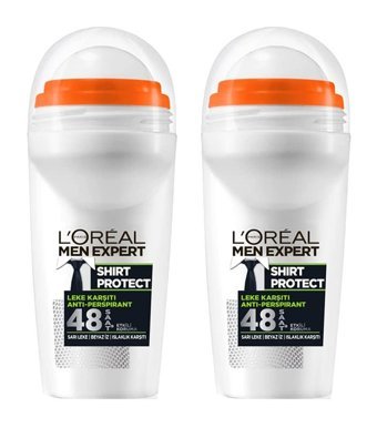 L'Oreal Paris Expert Shirt Protect Pudrasız Ter Önleyici Antiperspirant Roll-On Erkek Deodorant 2x50 ml