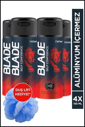 Blade Self Confidence Pudrasız Ter Önleyici Sprey Erkek Deodorant 4x150 ml