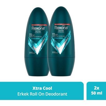 Rexona Xtra Cool Üstün Koruma Pudrasız Ter Önleyici Antiperspirant Roll-On Erkek Deodorant 2x50 ml