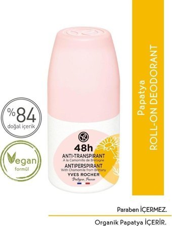 Yves Rocher Papatya Özlü Pudrasız Ter Önleyici Organik Antiperspirant Roll-On Kadın Deodorant 50 ml