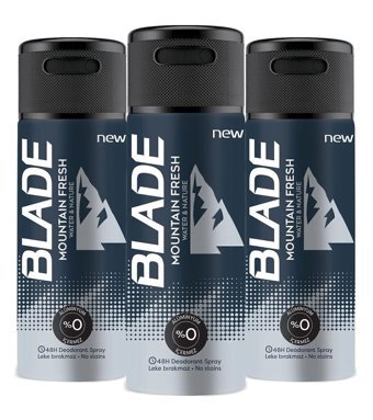 Blade Mountain Fresh Pudrasız Ter Önleyici Antiperspirant Sprey Erkek Deodorant 3x150 ml