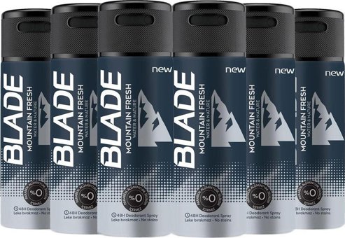 Blade Mountain Fresh Pudrasız Ter Önleyici Antiperspirant Sprey Erkek Deodorant 6x150 ml