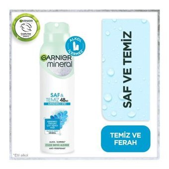 Garnier Mineral Sap Pudralı Ter Önleyici Antiperspirant Sprey Kadın Deodorant 150 ml