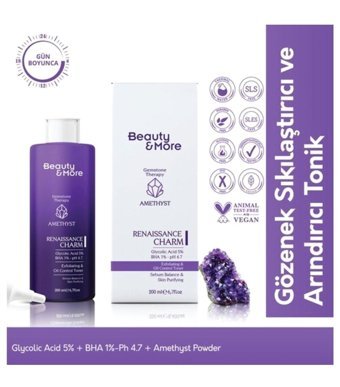 Beauty&More Karma Ciltler İçin AHA/BHA Salisilik Asit Gözenek Sıkılaştırıcı Leke Giderici Yüz Temizleyici Tonik 200 ml