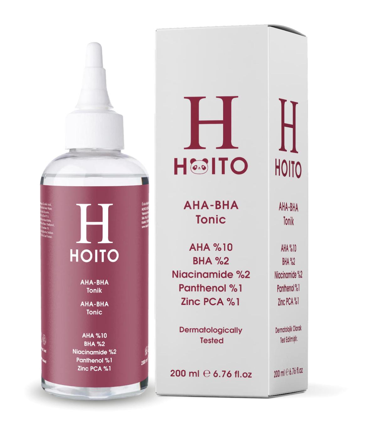 Hoito Tüm Ciltler İçin AHA/BHA Gözenek Sıkılaştırıcı Leke Giderici Yüz Temizleyici Tonik 200 ml