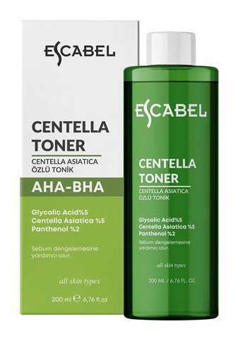 Escabel Tüm Ciltler İçin AHA/BHA Yeşil Çay Gözenek Sıkılaştırıcı Yüz Temizleyici Tonik 200 ml