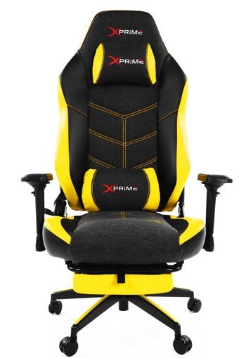 Xprime Knight Ortopedik Ayak Uzatmalı Kumaş Oyuncu Koltuğu Sarı-Siyah