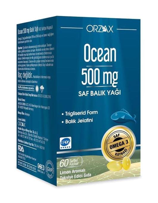 Orzax Ocean Omega 3 Balık Yağı Kapsül 500 mg 60 Adet