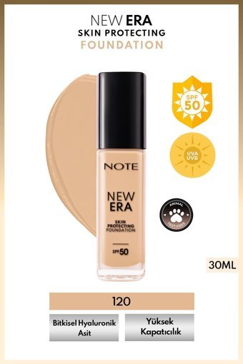 Note New Era Skin Protecting 120 Natural Beige Güneş Koruyuculu Vegan Likit Şişe Fondöten 30 ml