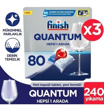 Finish Quantum Hepsi Bir Arada Tablet Bulaşık Makinesi Deterjanı 3x80 Adet