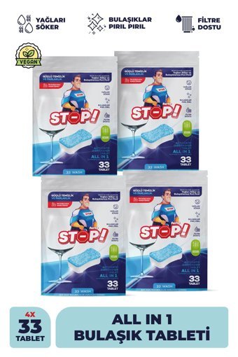 Stop Forte All In 1 Tablet Bulaşık Makinesi Deterjanı 4x33 Adet