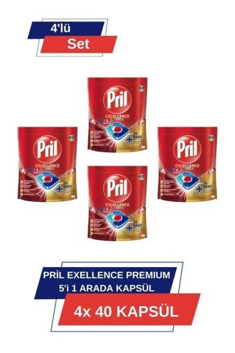 Pril Excellence Premium 5'i 1 Arada Tablet Bulaşık Makinesi Deterjanı 4x40 Adet