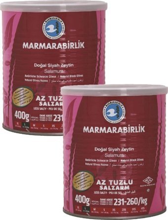 Marmarabirlik Az Tuzlu Az Tuzlu Salamura Siyah Zeytin Teneke 800 gr