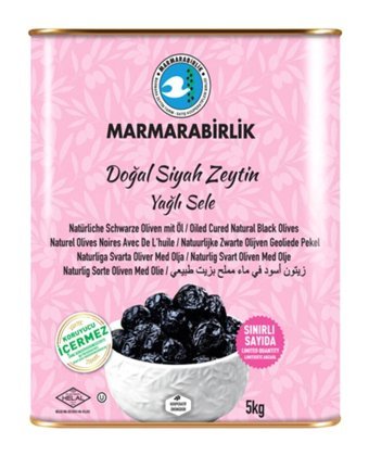 Marmarabirlik Tuzlu Sele Yağlı Siyah Zeytin Teneke 5 kg