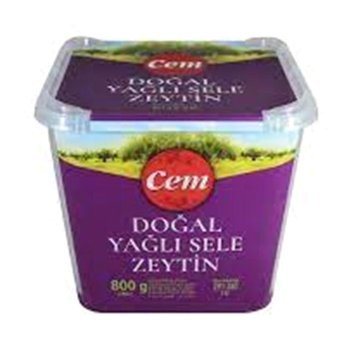 Cem Tuzlu Sele Yağlı Siyah Zeytin Kutu 800 gr