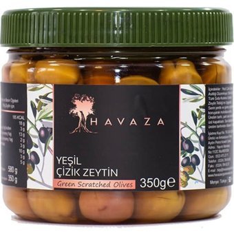 Havaza Tuzlu Çizik Yeşil Zeytin Pet Kavanoz 350 gr