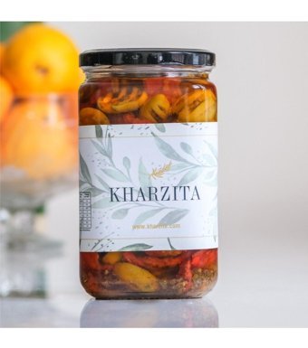 Kharzita Domatesli Tuzlu Izgara Yeşil Zeytin Kavanoz 750 gr