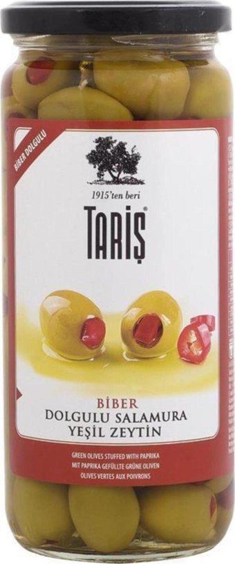 Tariş Tuzlu Salamura Biberli Yeşil Zeytin Kavanoz 485 gr