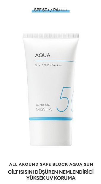 Missha Aqua 50 Faktör Tüm Ciltler İçin Nemlendirici Yağsız Yüz Güneş Kremi 50 ml