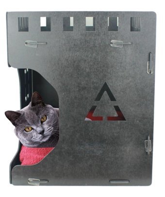 Evene Dikdörtgen Tek Katlı İç Mekan Ahşap Kedi Evi Siyah