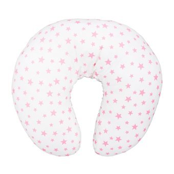 Bibaby 55950 Yıldız Desenli Yıkanabilir Beyaz-Pembe Emzirme Yastığı