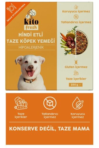 Kito Fresh Hindi Eti Parça Etli Yetişkin Köpek Maması 250 gr