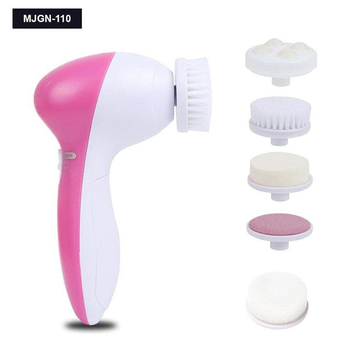 Mujgan 5 in 1 Tüm Ciltler İçin 4 Başlıklı Fırçalı Şarjlı Yüz Temizleme Cihazı Beyaz - Pembe