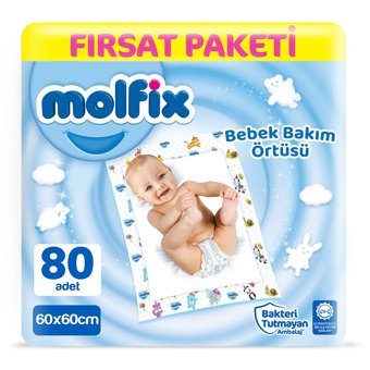 Molfix Alezli Tek Kullanımlık 60x60 cm 80'li Alt Açma Örtüsü