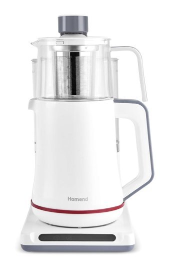 Homend 1782H Otomatik Cam Demlikli 1650 W Metal Beyaz Çay Makinesi