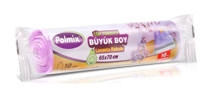 Polmix Lavanta Kokulu Büzgülü Orta Boy 55x60 cm Çöp Poşeti 10x12 Adet Mor