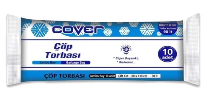 Cover Jumbo Boy 80x110 cm Çöp Poşeti 200 Adet Siyah
