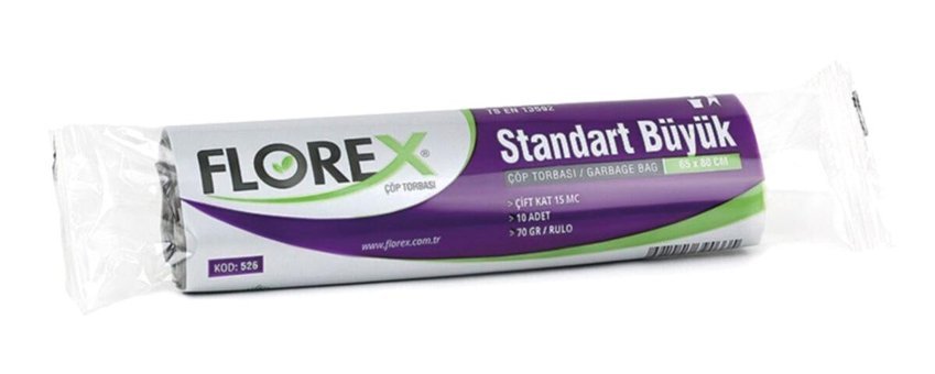 Florex Büyük Boy 65x80 cm Çöp Poşeti 10x12 Adet Siyah