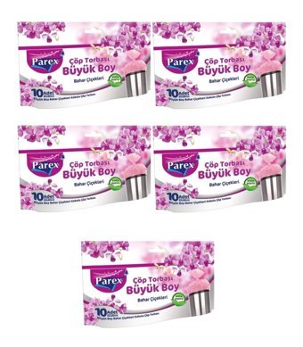 Parex Bahar Çiçekleri Kokulu Şeffaf Büyük Boy 65x80 cm Çöp Poşeti 10x12 Adet Pembe