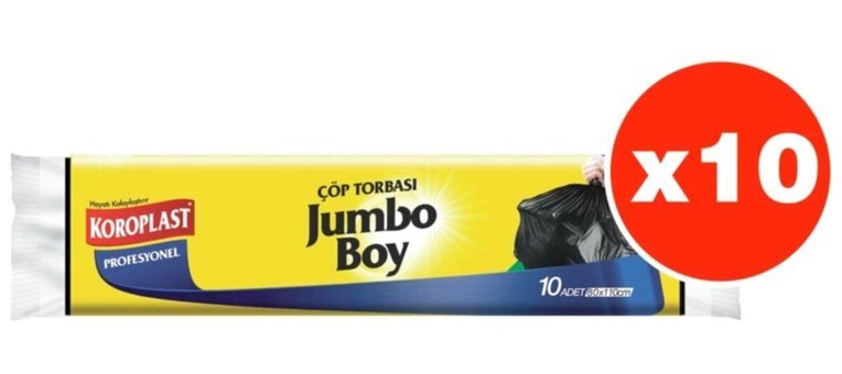 Koroplast Jumbo Boy 80x110 cm Çöp Poşeti 10x10 Adet Siyah