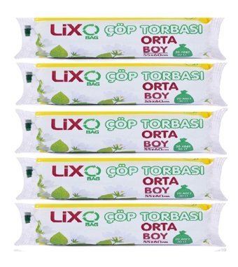Lixo Şeffaf Orta Boy 55x60 cm Çöp Poşeti 100 Adet Mavi
