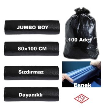 Marin Jumbo Boy 80x110 cm Çöp Poşeti 10x12 Adet Siyah