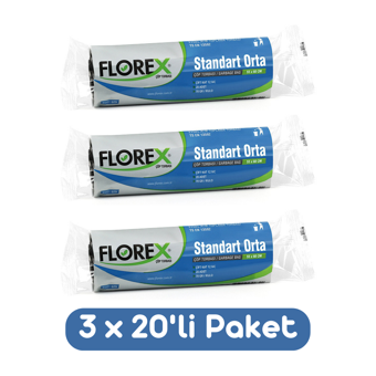 Florex Orta Boy 55x60 cm Çöp Poşeti 60 Adet Siyah