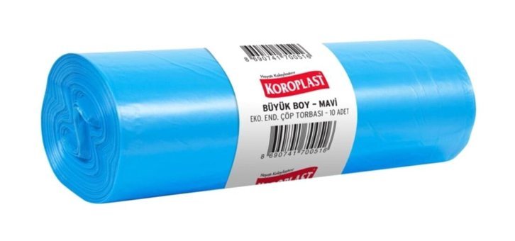 Koroplast Büyük Boy 80x60 cm Çöp Poşeti 10x12 Adet Mavi