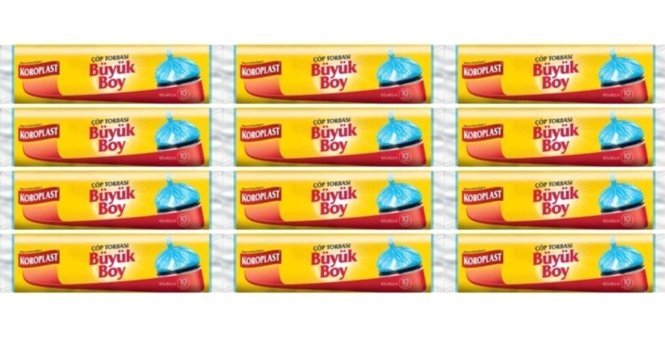 Koroplast Şeffaf Büzgülü Büyük Boy 65x80 cm Çöp Poşeti 10x12 Adet Mavi
