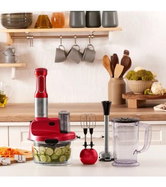 Karaca Mastermaid 1500 ml Plastik Çift Bıçaklı 4 Bıçaklı Blender Seti Kırmızı