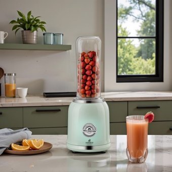 Karaca Retro Personal 600 ml Plastik Kişisel Çift Bıçaklı Mini Blender Seti Yeşil
