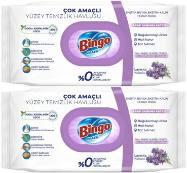 Bingo Lavanta Kokulu 96 Yaprak 2'li Yüzey Temizleme Mendili