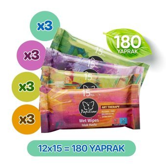Papilion Art Therapy 180 Yaprak 12'li Islak Mendil