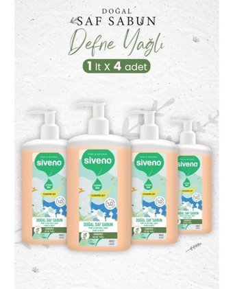 Siveno Defne Yağlı Alkolsüz Parabensiz Organik Vegan 4'lü Sıvı Sabun 1 lt