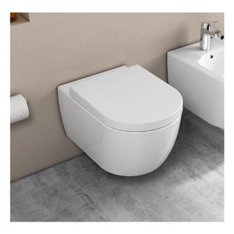Quarter Bath Deep Rimless 54 cm Seramik Kanalsız Arkadan Çıkışlı Gömme Asma Klozet Beyaz