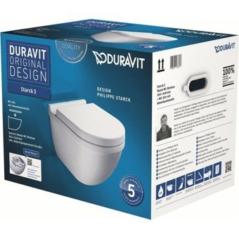 Duravit Starck 54 cm Seramik Kanalsız Arkadan Çıkışlı Gömme Asma Klozet Beyaz